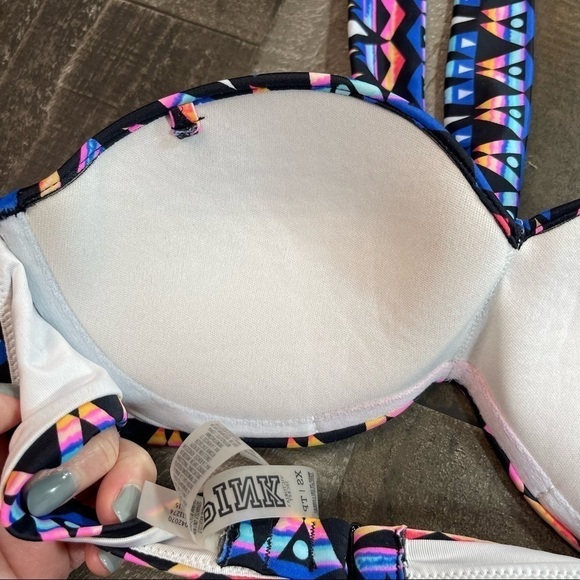 PINK VS Multicolored Bandeau Style Bikini Top XS - Picture 6 of 9